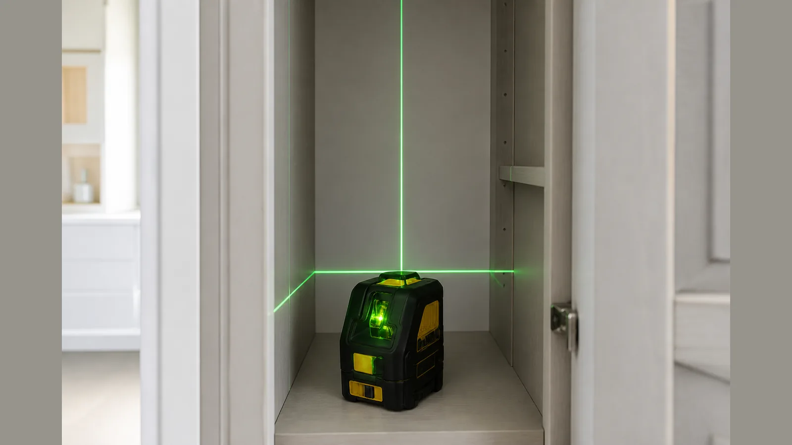 UK guide visual for compact green laser level for tight spaces